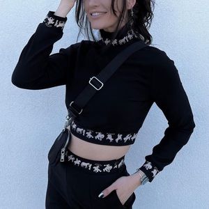 Western Gringa Cowboy Cropped Long Sleeve Turtle Neck